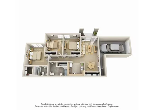 Three Bedroom 1202 floor plan